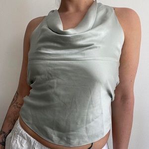 banana republic satin cowell neck top